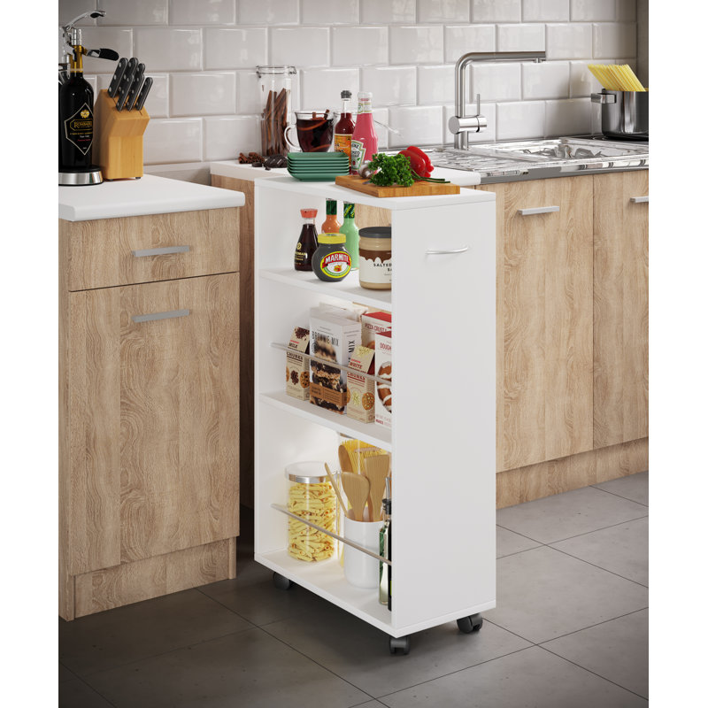 Quashun Wood Kitchen Cart, White