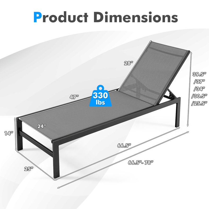 78'' Long Reclining Chaise, Gray