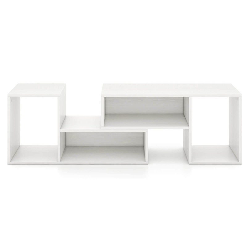 2 Pcs Adjustable Tv Stands With Storage Cubes For Tvs Up To 55 Inches Cabinets , White