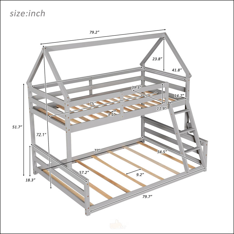 Lit simple superposé simple avec échelle intégrée et rails de sécurité, conception compacte et durable pour les enfants et les adultes