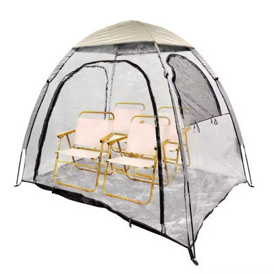 Sports Tent With Detachable Top Cover And Sealed Floor - 540° View And Mesh Windows (Clear & Khaki)