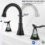 Robinet de salle de bain espacé noir mat 8 po - 2 poignées, 3 trous, bec pivotant sur 360 °, résistance à la corrosion et évier la longévité-128924273