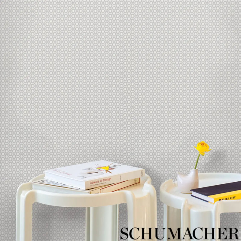 Schumacher x Studio Bon Queen B Wallpaper, Gray