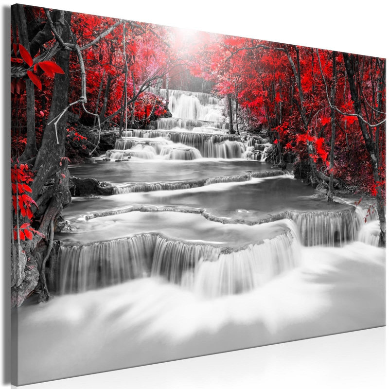 Cambourne, cascade de pensées larges, H 32 po x l 47 po x P 0,7 po, Rouge