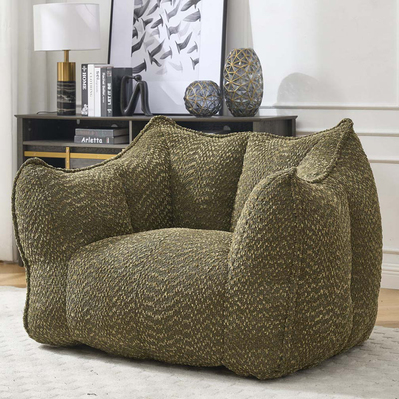 Fauteuil à billes en chenille, Vert olive