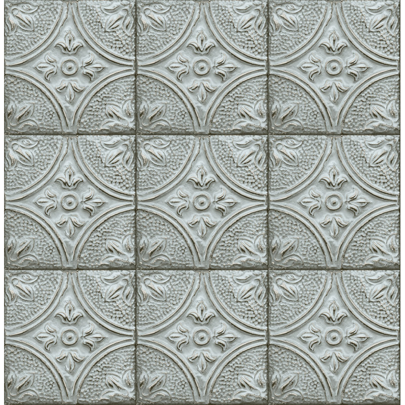 Molinari Tin Ceiling Tile 10.06m x 52.07cm Textured Semi-Gloss Paste the Wall Wallpaper Roll, Light Blue