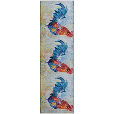 Premium Machine Washable Clemie AMF156 Blue Rug