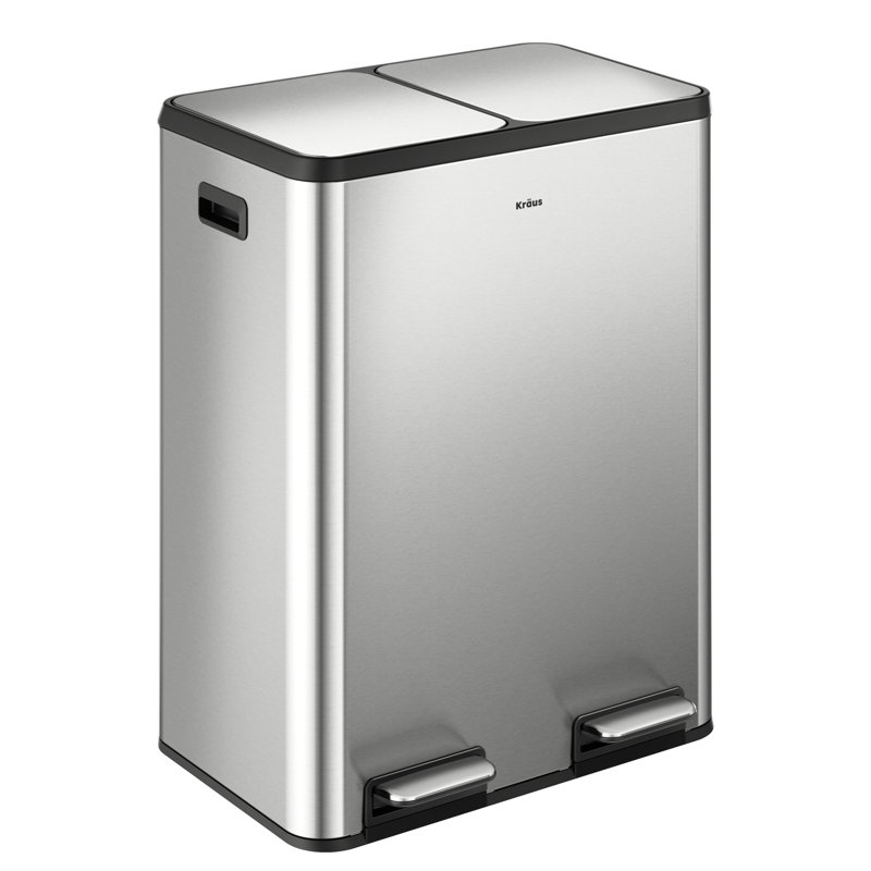 Poubelle de cuisine à double compartiment 15,8 gallons / 60 litres Kraus, Acier inoxydable