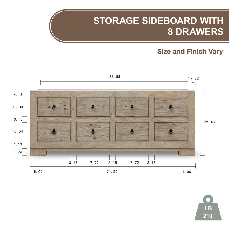 Capri 89'' W Solid Wood Sideboard