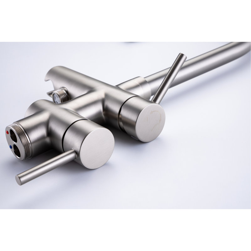 Brushed Nickel Tub Filler With Seals And 9.95 Lb Weight Freestanding In Stainless Steel Drip- Design