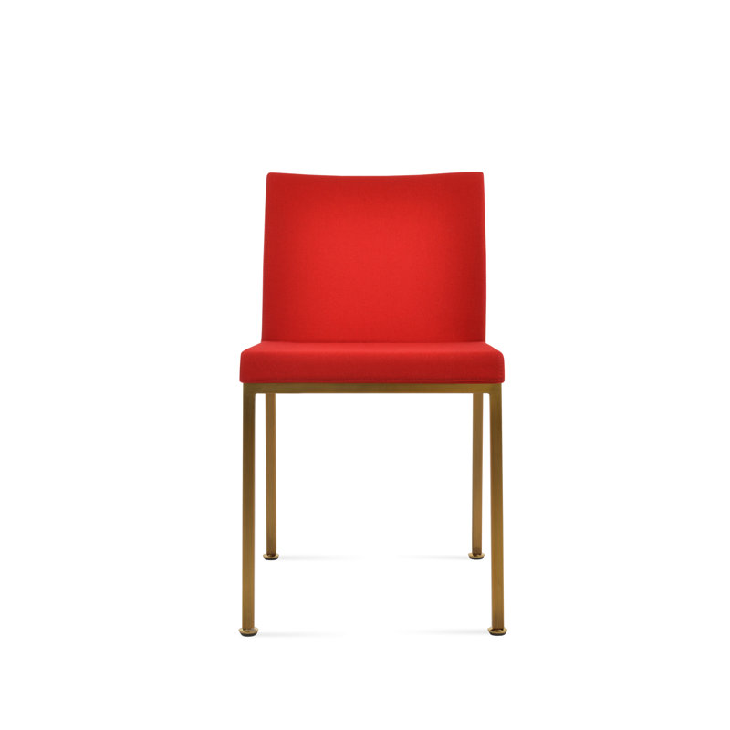 Aria Metal Side Chair in Wool, Wool Red, Gold