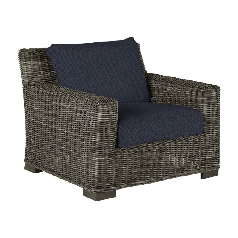 Rustic Woven Lounge Chair - Slate Gray, Slate Gray, No Welt, Linen Navy