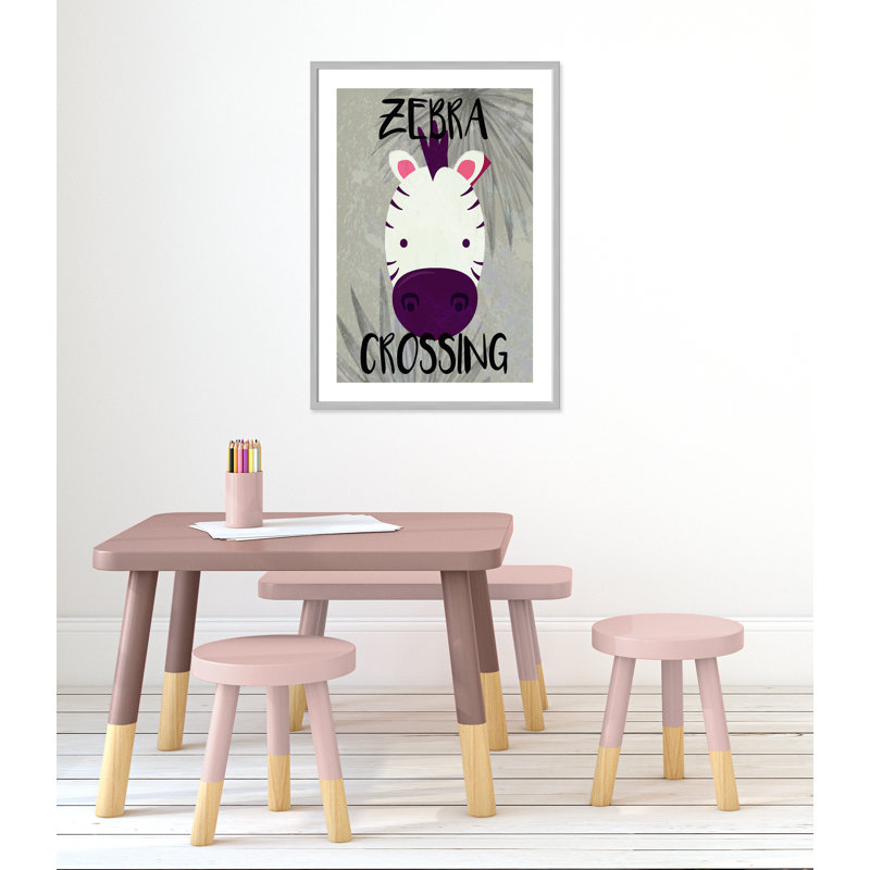 Zebra Crossing Paper Print, 34.5" H x 24.5" W x 1.18" D, Silver Box Framed