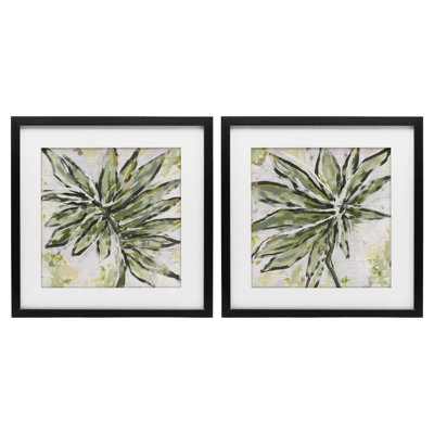 Organic Palm Palette 2pc Framed Print Under Glass Set, design by June Erica Vess