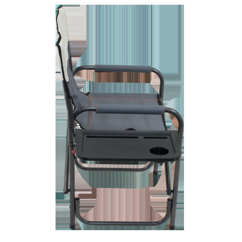 Slate and Putty Steel Frame Director's Camping Chair with Side Table