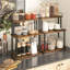 Organisateur de comptoir de cuisine, tablette d'angle mobile, organisateur de rangement de bureau pour comptoir, bureau, salon, brun rustique et noir