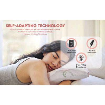 Shredded Memory Foam Rayon from Bamboo Medium Support Pillow
