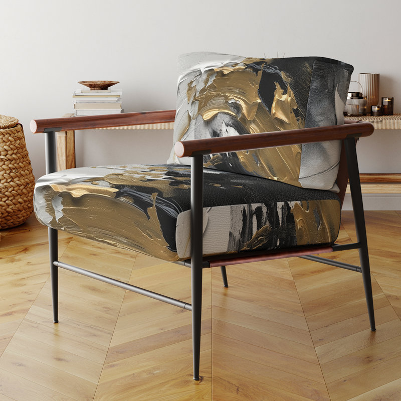 Chaise d'appoint rembourrée «Exquis Darling Gold», Noir