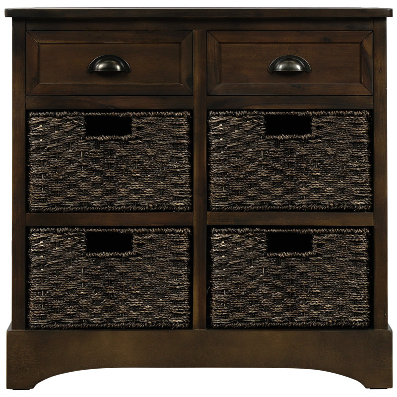 Commode décorative Gerritt, armoire en rotin, buffet, console en rotin, commodes de rangement Farmhouse, Gris clair