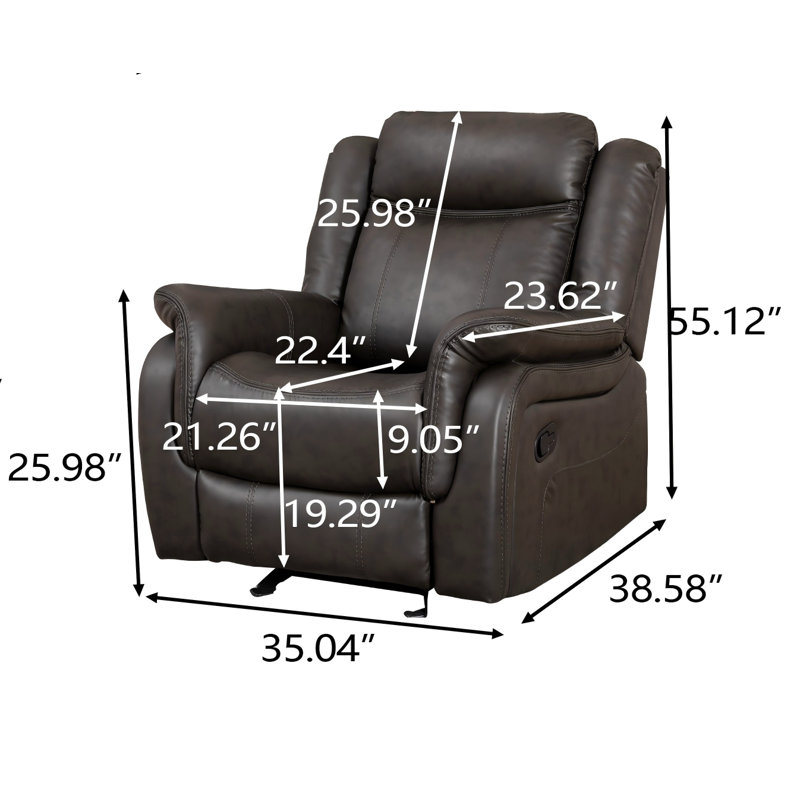 Fauteuil inclinable manuel en similicuir gris, Gris