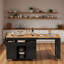 Îlot de cuisine roulant avec table de salle à manger extensible, station de charge, support de rangement ouvert à trois niveaux, 3 tiroirs et 2 armoires de rangement-992112977