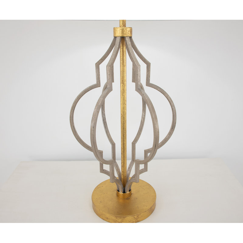 Luna Table Lamp, Champagne/Gold Leaf, White