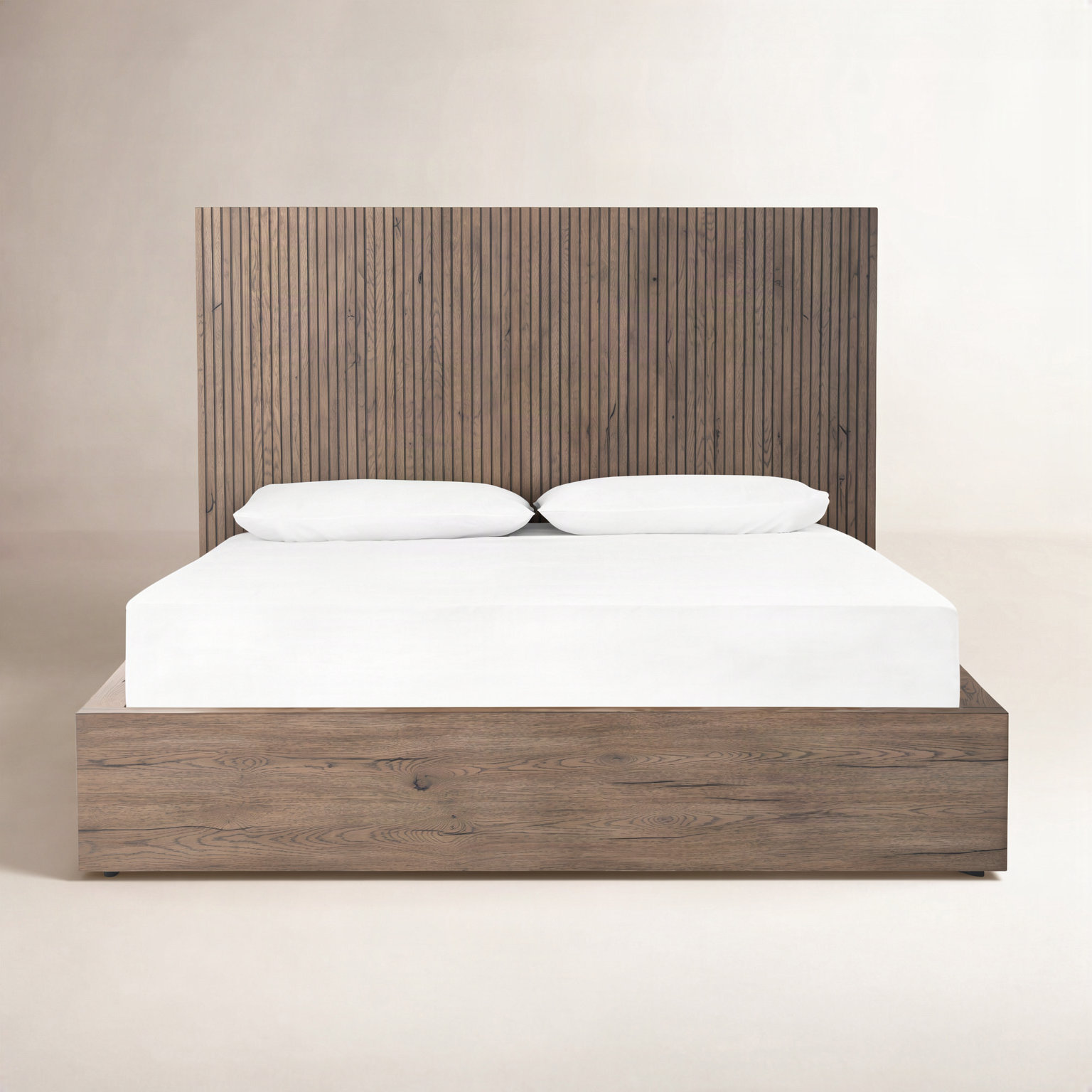 Solid Oak Bed, Rustic Gray, King