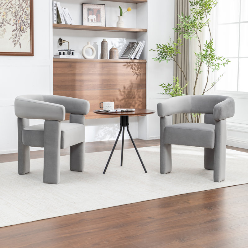 Chaise légère et luxueuse en velours, Gris