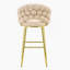 Ensemble de 2 tabourets de bar beige en velours avec chaînes dorées et pieds dorés, capitonnage moderne pour îlot de cuisine et bar pour la maison-1749645659