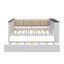 Lit de jour en bois pleine grandeur avec rangement, dossier rembourré, ports USB et lit gigogne-167371181