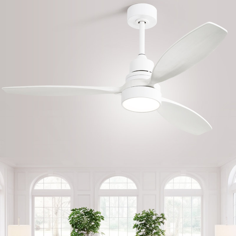 52" Nicola 3 - Blade LED Propeller Ceiling Fan with Remote Control and Light Kit Included, White with White Blades