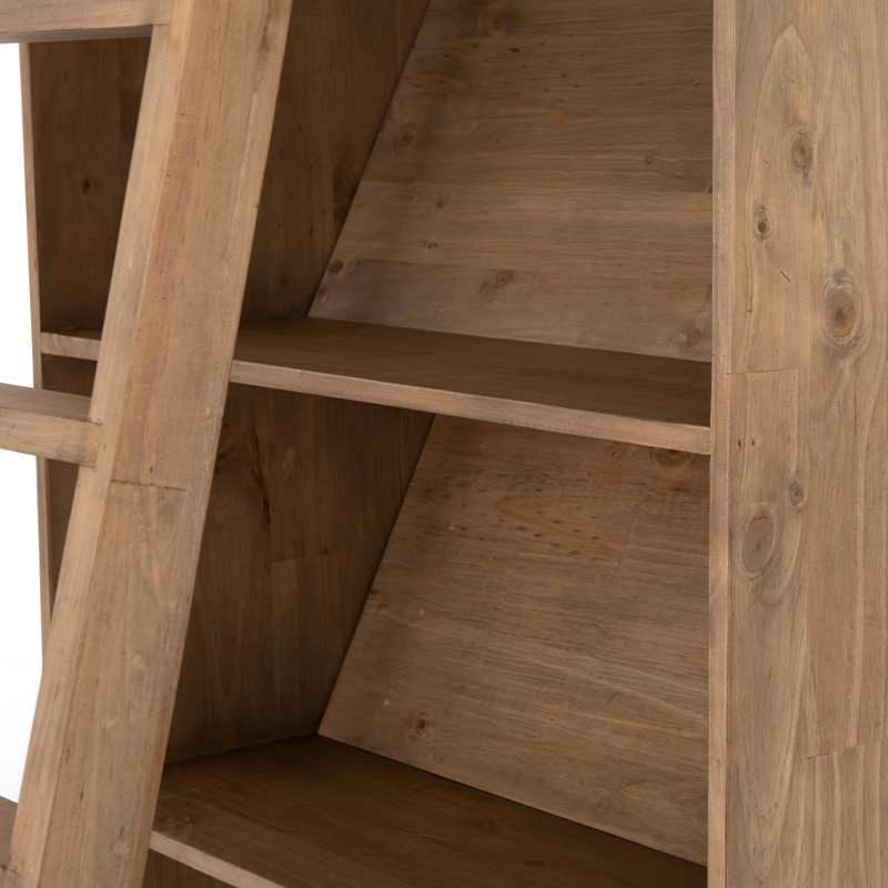 Bane Solid Wood Bookcase, Smoked Pine