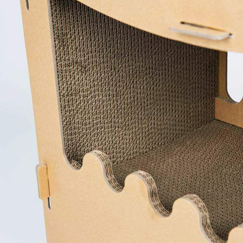 Eco-Friendly Brown Cardboard Multi-Level Cat House
