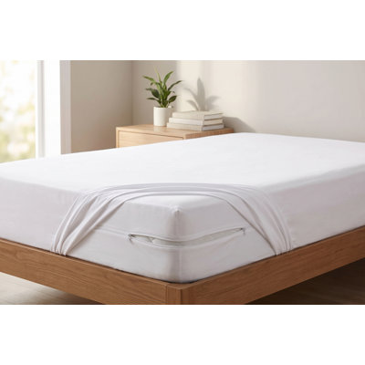 Housse de matelas imperméable pour lit simple, protection en vinyle à fermeture éclair sur 6 côtés, anti-punaises de lit et anti-acariens, poche de 30 cm de profondeur