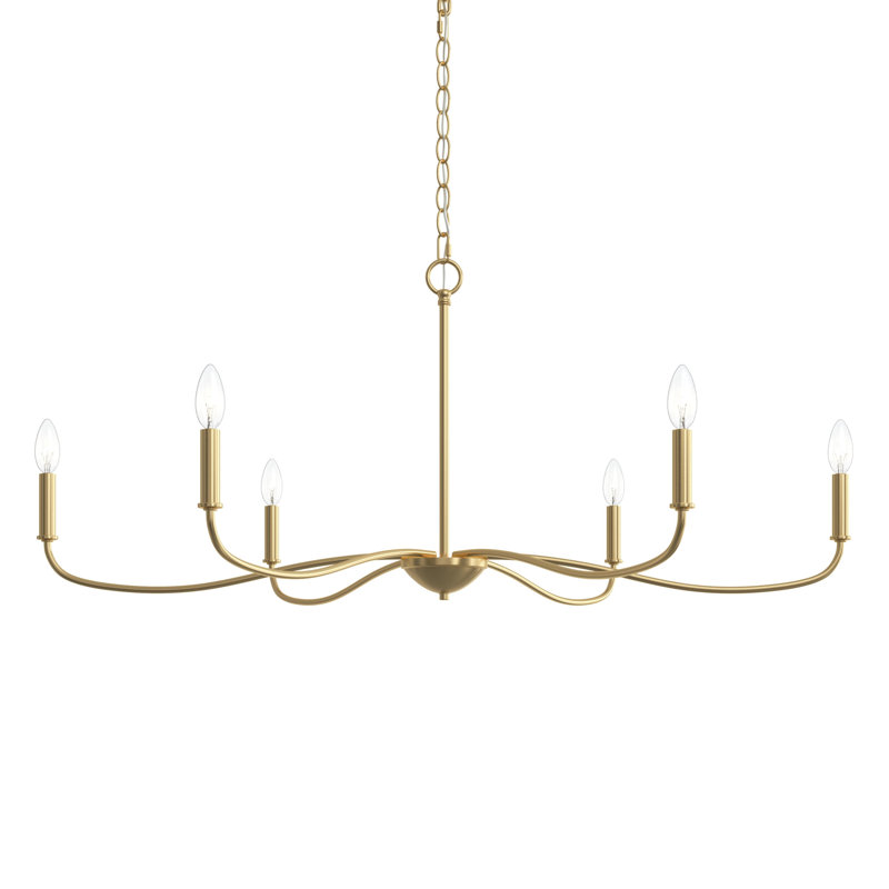 Ilia 6-Light Brushed Gold Extra Large Chandelier, Brushed Gold, 18.25" H x 42.25" W x 42.25" D
