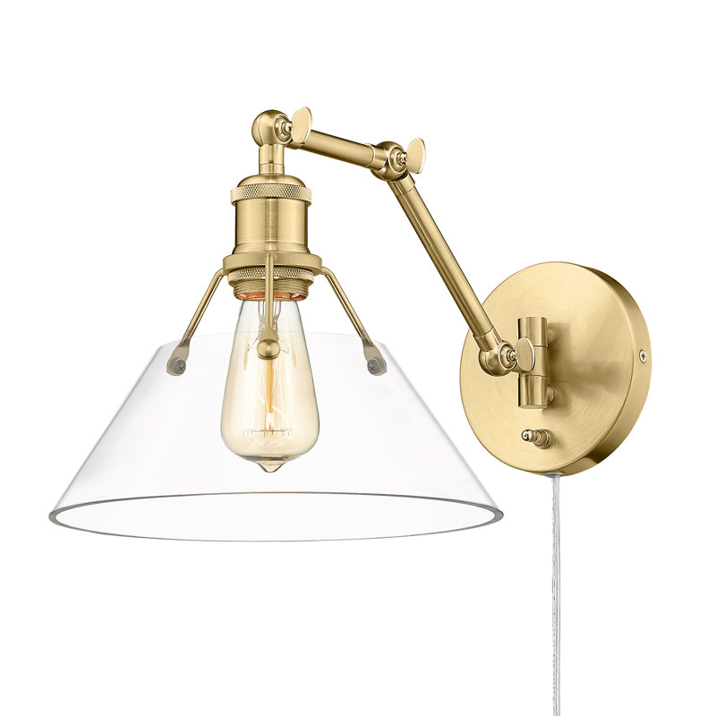 Weatherford Steel Swing Arm Sconce, Brushed Champagne Bronze, Clear Glass