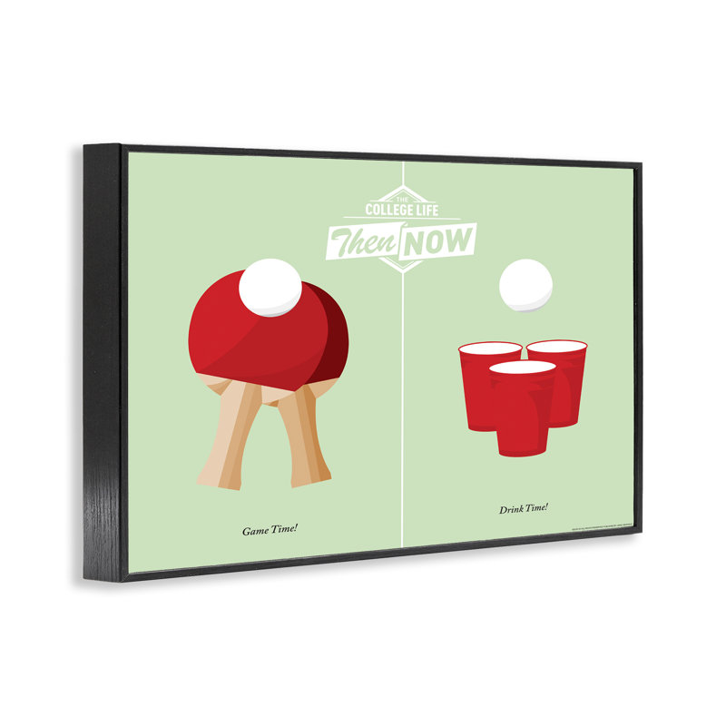 Pong Drink and Game Time, estampe numérique, design par Jadei, H 16 po x l 24 po, Giclée encadrée noir minuit