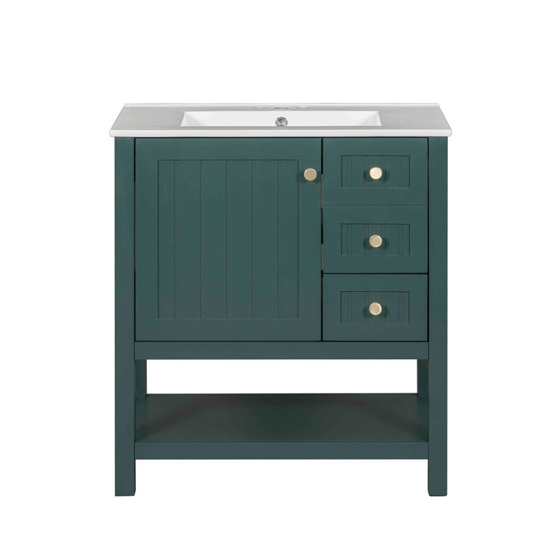 Ensemble de meuble-lavabo simple 30 po avec plateau Adalea, Vert