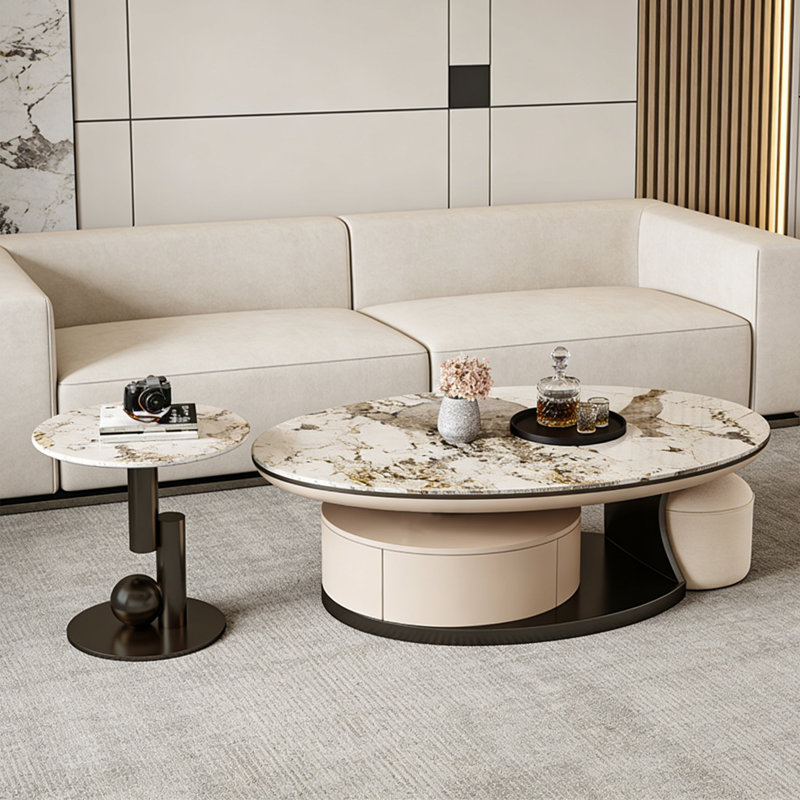 Benedetti, Gris foncé, H 16,5 po x L 51,2 po x l 27,6 po, Brun / Beige
