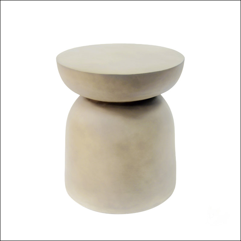 Lightweight MGO Drum Side/End Table, Classic Grey, Perfect For Indoor And Outdoor Use, Durable And Stylish