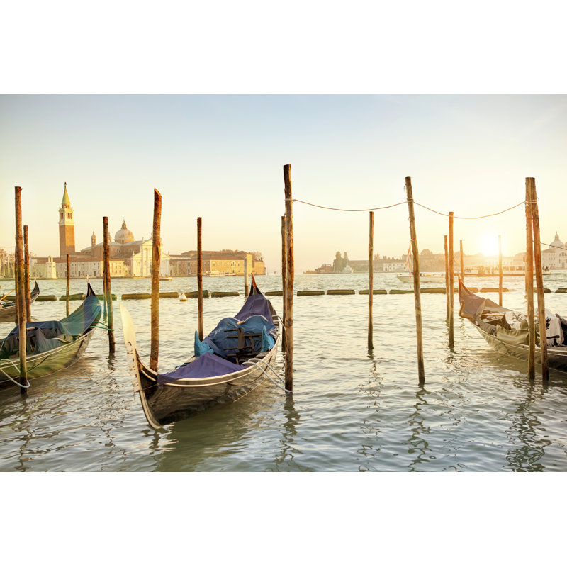 Grand canal and gondolas Wall Art on Canvas, 20cm H x 30cm W
