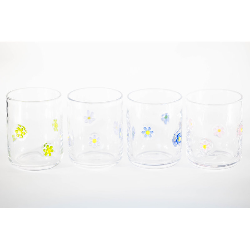 Ensemble de 4 verres à fleurs assortis