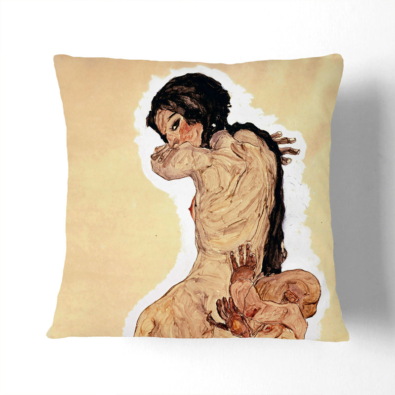 Nude Woman Square Throw Cushion, Stone, 55cm H x 55cm W x 20cm D