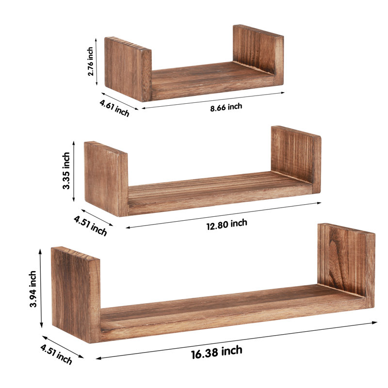 Aryk 3 Piece Solid Wood Floating Shelf