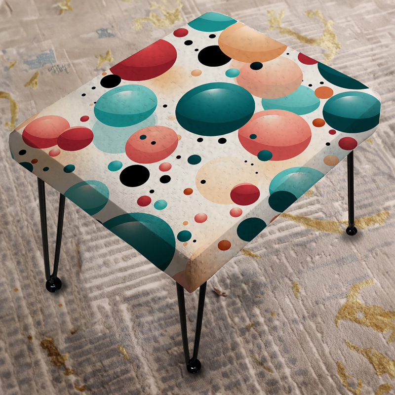 Gingham Charm Polka Dots Pattern - Polka Dots Rectangle Ottoman