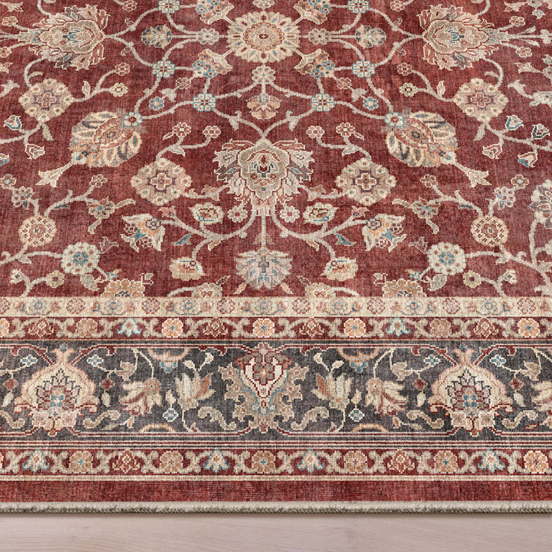 Dyrk Rome Vintage Oriental Persian Navy Blue Red Rug, Rectangle 5'3" x 7'3"