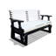 Fauteuil oscillant 2 places en bois massif, blanc et gris foncé-123297370