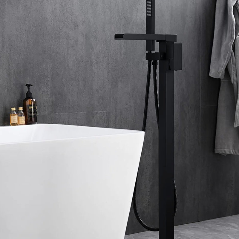 Matte Black Wall Mounted Bathtub Faucet - Handheld Shower, Corrosion Resistance, Valve Included Rust ,