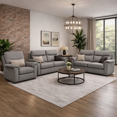 Alessandrina Real Leather Power Recliner 3 + 2 + 1 Sofa Set with USB Charging