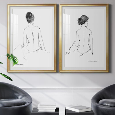 «Sketchy Silhouette I», ensemble de 2 reproductions d'art